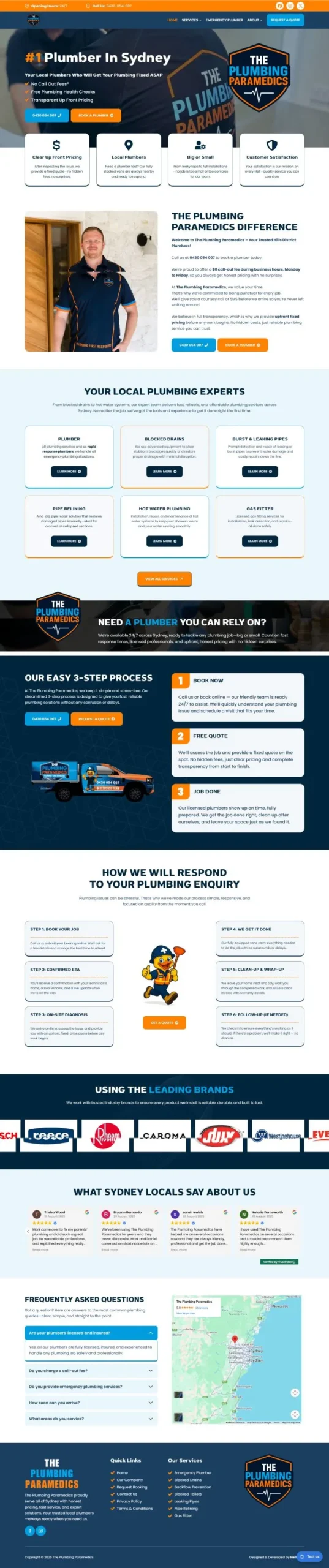 The Plumbing Paramedics website homepage